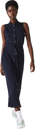 Lacoste Womens EF1107 Collared Neck Maxi T-Shirt Dress in Navy Blue - Size 6 UK