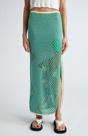 Ph5 Rowan Open Stitch Maxi Sweater Skirt in Teal Blast at Nordstrom, Size Small