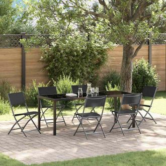 vidaXL Conjunto De Comedor De Jard&iacute;n 7 Pcs Negro Vidaxl