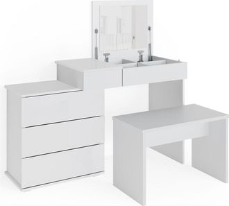Vicco Tavolo da toeletta Lotos, Bianco, 117.4 cm con panca