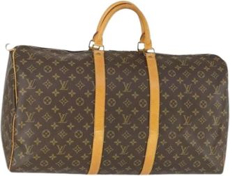 Louis Vuitton Pre-owned Boston Bag 55 - Dames - Vintage Weekendtas - Bruin - ONE Size - Leer - Vintage