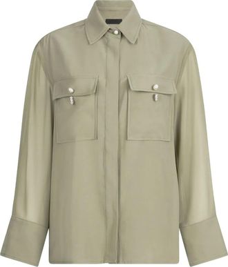 Liu Jo Blouse verfraaid met parels en klepzak - Groen