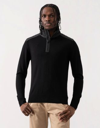 Belstaff Mens Belstaff Kilmington Mens Merino Wool Quarter Zip Jumper - Black - Size: 44