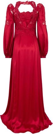 Alberta Ferretti Lange jurk met pofmouwen - Dames - Avondkleed - Rood - L - Kleedjes