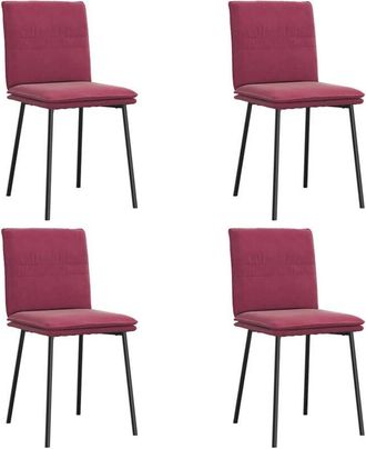 vidaXL Vidaxl - Sillas De Comedor 4 Unidades Terciopelo Rojo Tinto