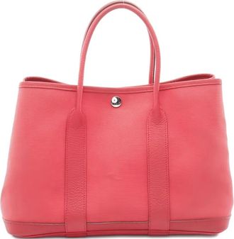 Hermès 2009 Garden Party leather trim handbag - women - Fabric/Leather - One Size - Red