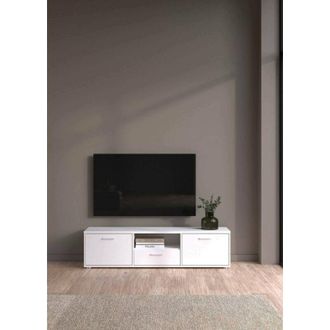 Dmora Dmora - Mueble De Televisi&oacute;n Charo, Aparador De Sal&oacute;n, Mueble Bajo Para Tv, Base De Pared Equipada, 147x40 H38 Cm, Blanco