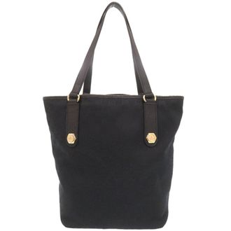 Gucci Black Gg Canvas Leather Tote Bag (Pre-Owned)