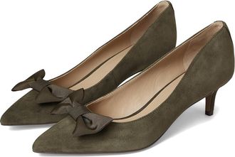 Lauren Ralph Lauren Adrienne Bow-Trim Suede Pumps Womens Sandals Dark Olive : 10 B - Medium, Leather
