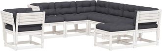 vidaXL Set Muebles Jard&iacute;n Con Cojines 8 Pzas Madera Maciza Pino Blanco Vidaxl