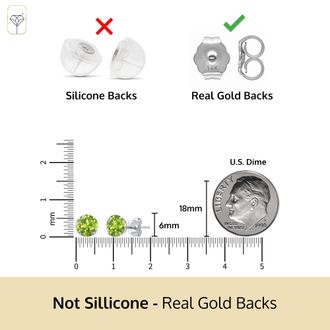 MAX + STONE 14k Yellow or White Gold 6mm Round Solitaire Gemstone Stud Earrings
