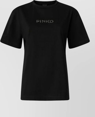 Pinko cotton rhinestone logo-print t-shirt