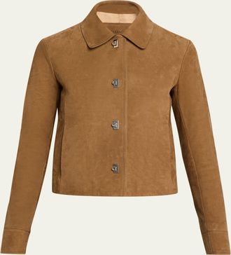 Ferragamo Nubuck Leather Boxy Jacket