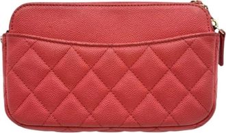 Chanel Pre-owned Matelasse Pouch - Dames - Vintage Schoudertas - Rood - ONE Size - Leer - Vintage