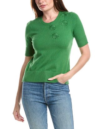 T Tahari Floral Applique Sweater