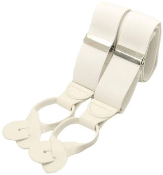 Generic David Van Hagen Mens Rolled Leather End Braces - White