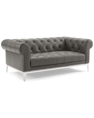 ModWay Idyll Tufted Button Upholstered Leather Chesterfield Loveseat
