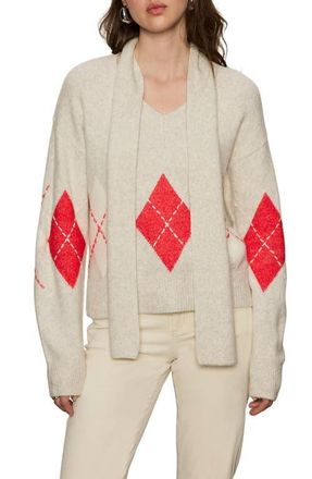 Sanctuary Argyle Scarf Sweater in Beige/Tulip Multi at Nordstrom, Size X-Large