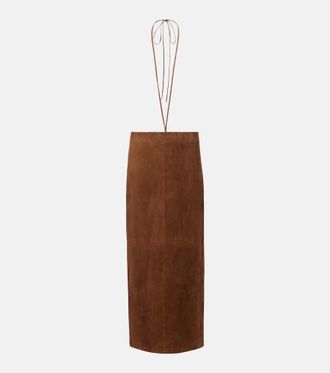 The Row Erina suede pencil skirt
