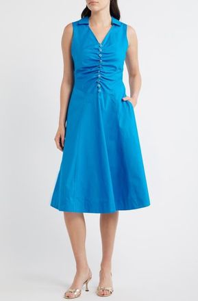 Tahari by ASL Ruched Sleeveless Dress in Blue Jewel at Nordstrom, Size 10