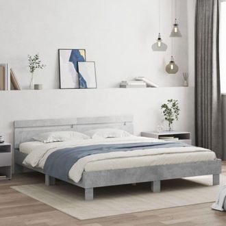 vidaXL Vidaxl - Giroletto Testiera Grigio Cemento 160x200 cm Legno Multistrato