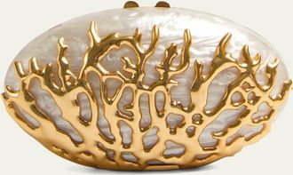 SIMKHAI Dylan Coral Acrylic Minaudiere Clutch Bag