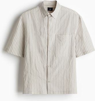 H&M Kurzarmhemd in Regular Fit - Brown