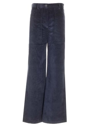 Maison Kitsuné Corduroy Trousers Blu-Donna