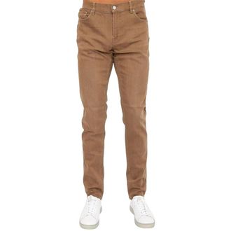Trussardi Slim-fit Jeans, male, Brown, Size: W34 5 Pocket 370 Close