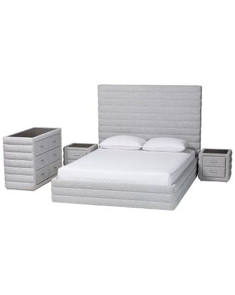 Baxton Studio Cadmus Modern Channel-Tufted Queen 4Pc Bedroom Set
