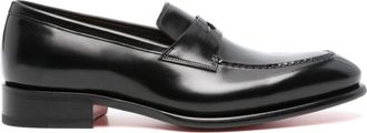 Santoni leather penny loafers - men - Calf Leather/Calf Leather/Calf Leather - 8 1/2 - Black