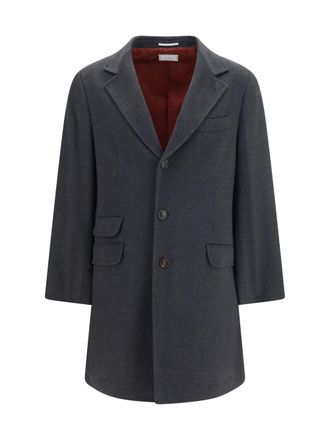 Brunello Cucinelli Mens Cashmere Coat Charcoal (capra Hircus)
