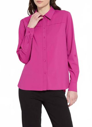 Lyss&eacute; Rivka Roll Tab Button Down Shirt In Fuchsia