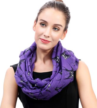 Lina & Lily Swallow Bird Print Lightweight Snood Scarf (Purple)