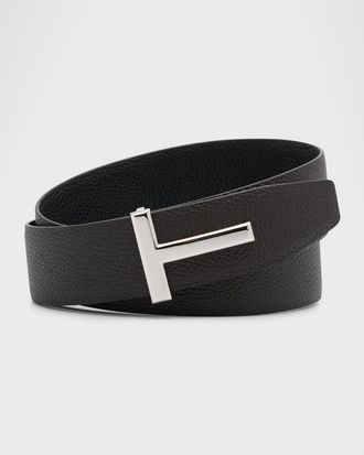 Tom Ford Men & apos;s Signature T Reversible Leather Belt