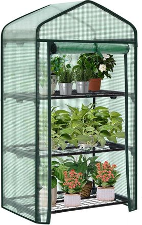 Woltu Invernadero De Jard&iacute;n Terraza 69x49x125 Cm Tipo Caseta Tubo De Acero Vivero Casero Con 3 Estantes Para Cultivo Plantas Flores Tomates Verde - Woltu