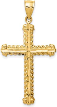 Diamond2Deal 14k Yellow Gold Diamond-cut Cross Pendant