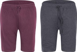 Generic Mens 2 Pack Loungewear Shorts Pyjama Jersey Nightwear Cotton Bottoms With Pockets (XL,Charcoal/Plum)