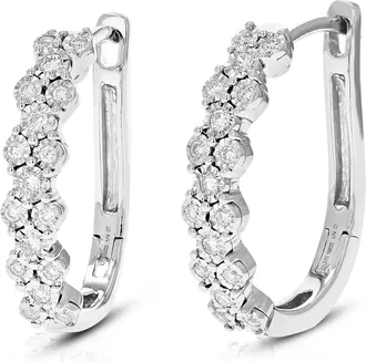 Vir Jewels 1/4 cttw Lab Grown Diamond Hoops Earrings in Sterling Silver With Clip On Backs For Women
