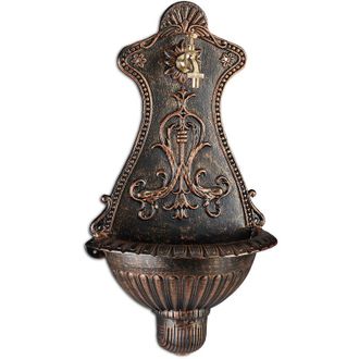 Relaxdays Relaxdays - Fuente Jard&iacute;n Pared Con Grifo De Estilo Vintage, Aluminio Fundido, Bronce, 66 X 37 X 19,5 Cm