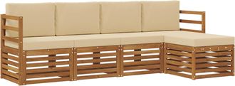 vidaXL Conjunto De Sof&aacute;s De Exterior 5 Uds. Natural Y Beige Vidaxl