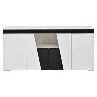 Urban Meuble Aparador de dise&ntilde;o en blanco y negro, 140 cm, con iluminaci&oacute;n LED