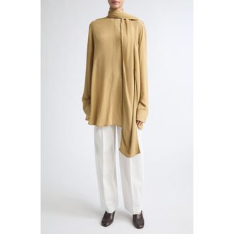Toteme Drape Scarf Georgette Top in Desert at Nordstrom, Size 34