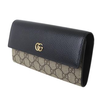 Gucci Beige Black Pvc Leather Long Wallet (Tri-Fold) (Pre-Owned)