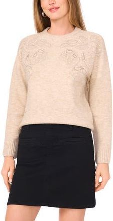 Vince Camuto Bead Detail Crewneck Sweater in Oatmeal at Nordstrom Rack, Size X-Large P
