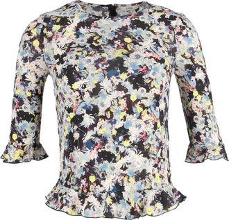 Erdem Erdem Quarter Sleeve Top in Floral Print Silk