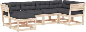 vidaXL Juego De Sof&aacute;s De Jard&iacute;n 6 Pzas Con Cojines Madera Maciza Pino Vidaxl
