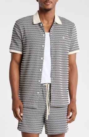 Original Penguin Crochet Stitch Button Front Polo in Dark Sapphire at Nordstrom Rack, Size Xx-Large