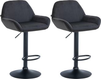 Clp Clp - Set De 2 Taburetes De Cocina Braga En Terciopelo Negro Metal Negro Mate