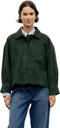 Gerard Darel Pia Cropped Suede Jacket in Dark Green at Nordstrom, Size Small/medium
